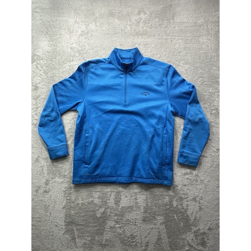 Callaway Sweatshirt Mens Large Blue 1/4 Zip Performance Pullover Golf Sweater
